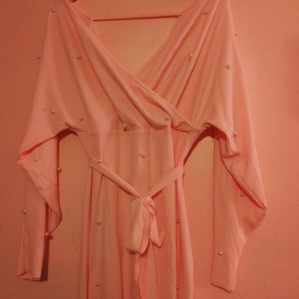 Pearl Studded Pink Party Dress